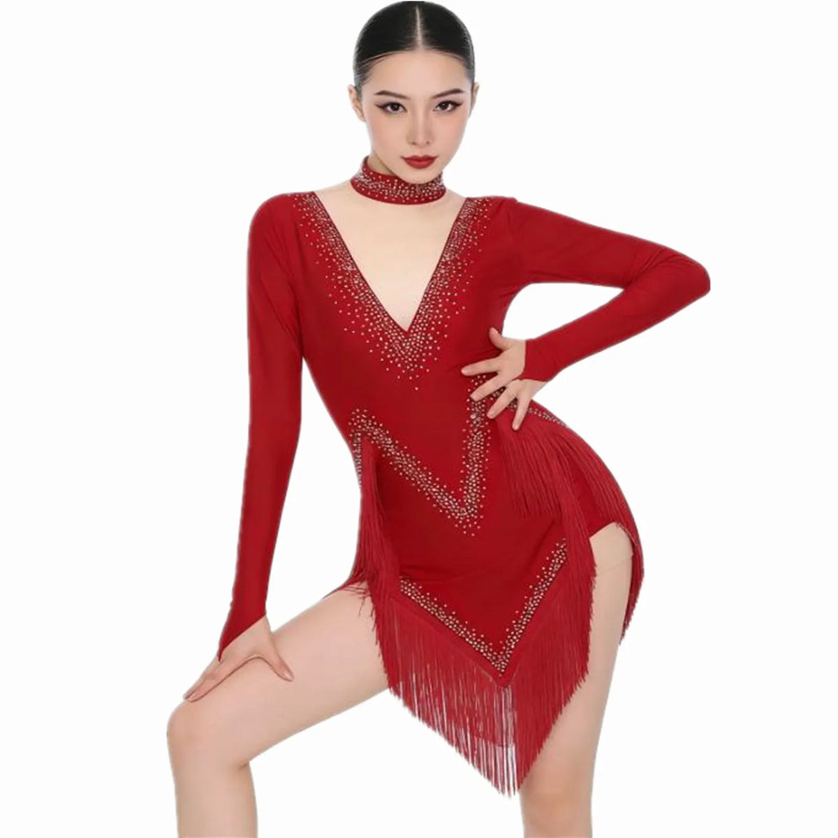 Starlight Rhinestone Tassel Latin Dance Dress