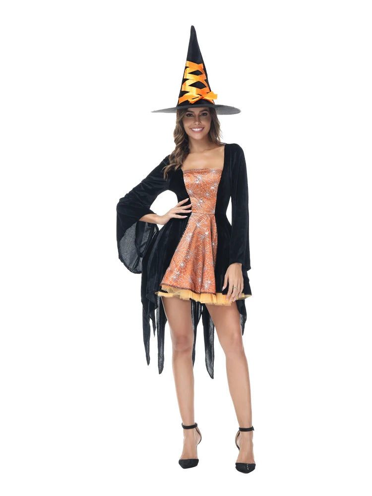 Witch Costume Set | Dress & Hat | 5 Colors | XS-XXXL