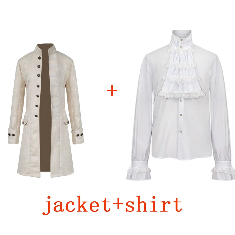 Victorian Steampunk Trench Coat & Shirt | Medieval Renaissance Costume | S–4XL