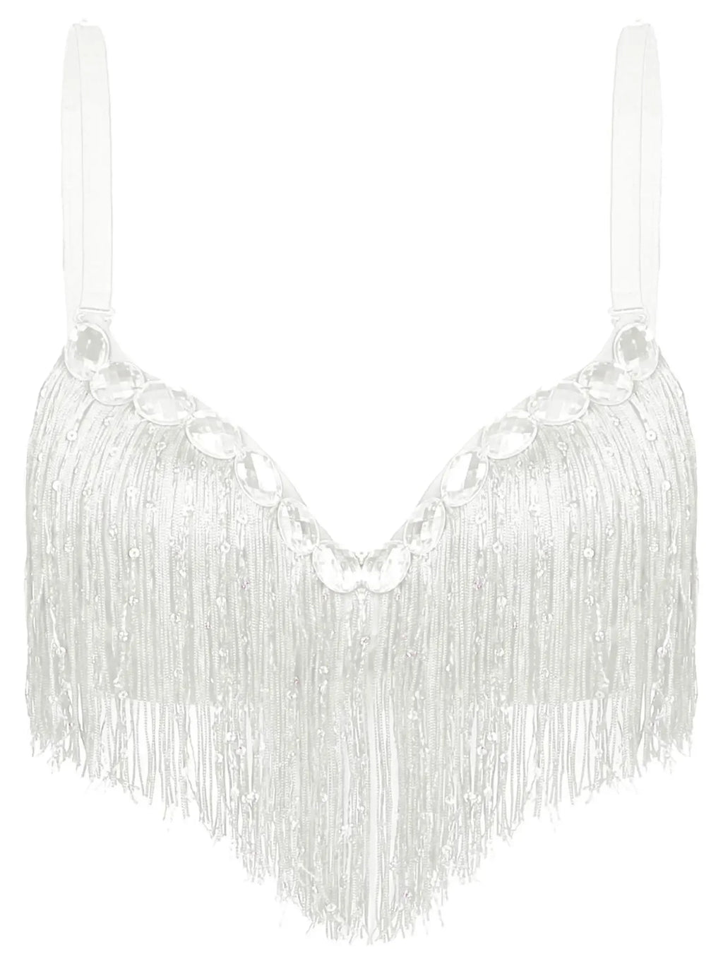 Rhinestone Fringe Tassel Dance Bra Top | Belly Dance & Cabaret | 4 Colours