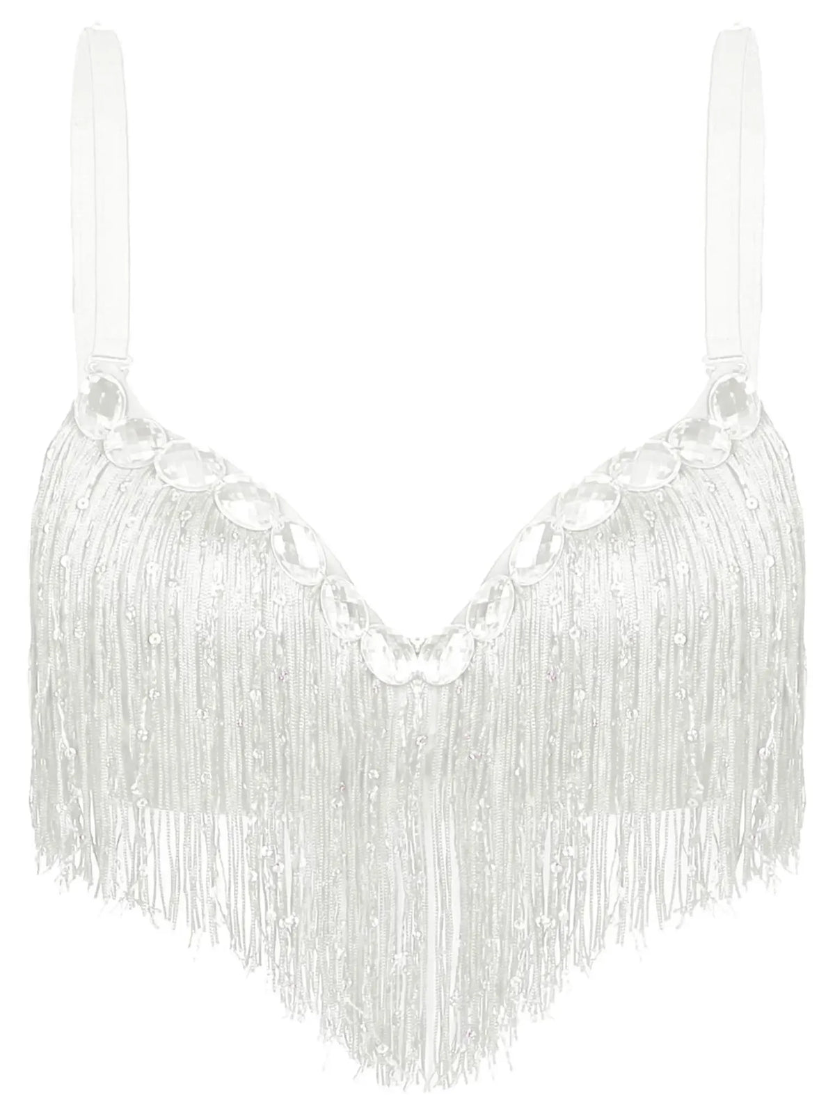 Rhinestone Fringe Tassel Dance Bra Top | Belly Dance & Cabaret | 4 Colours