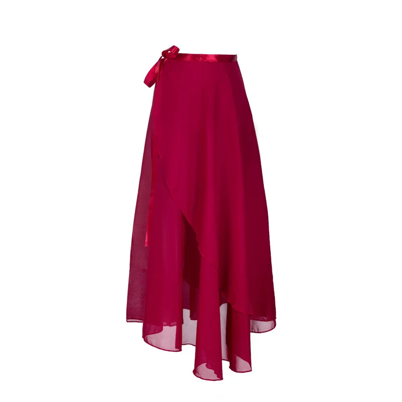 Women's Chiffon Wrap Ballet Skirt | Asymmetric Hem | 6 Colors | 82 cm