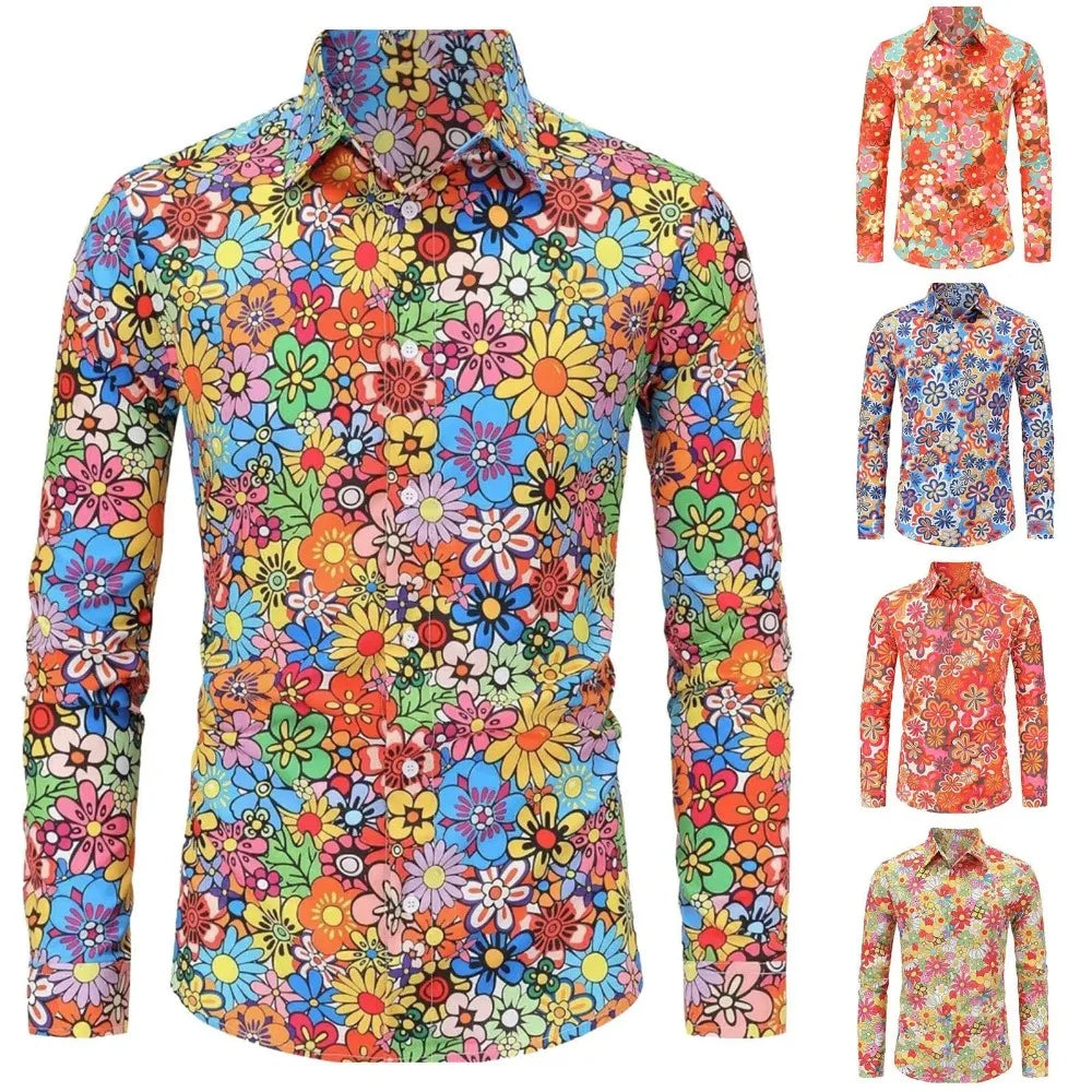 Men's Floral Disco Shirt | Long Sleeve | Button-Up