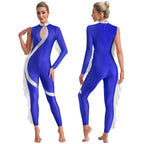 Asymmetric Jumpsuit | Rhinestone Mesh | Dance Performance