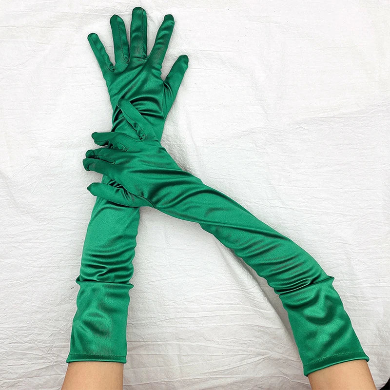 Elbow-Length Satin Gloves | Stagewear