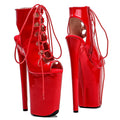 Patent Leather Open-Toe Ankle Boots 23cm - Platform Pole Dance Heels