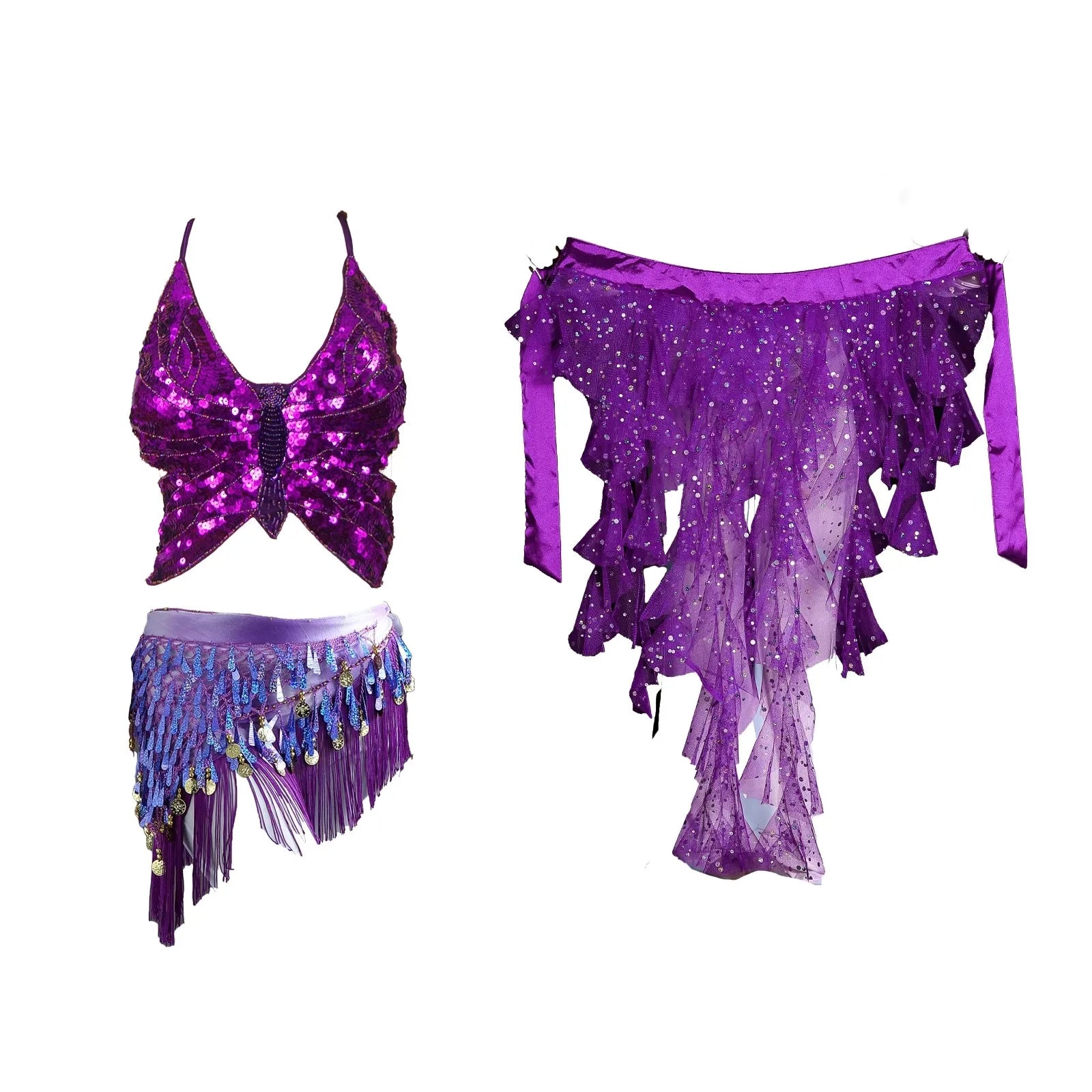 Belly Dance Sequin Halter Bra Top | Padded | Backless | 18 Colors