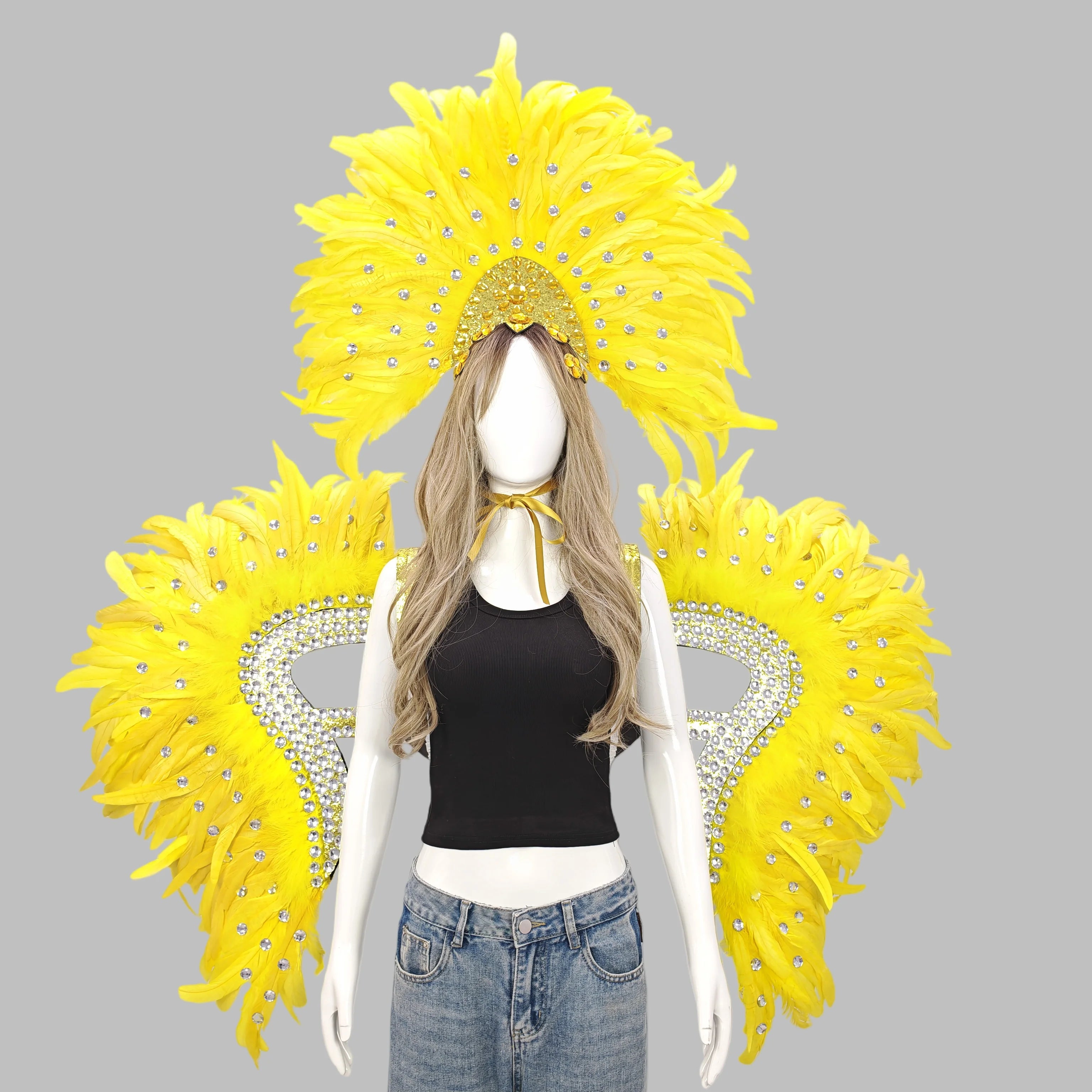 Feather Headdress & Wings Set - Carnival Stage Costume