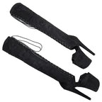 20cm Black Suede Over-Knee Boots - Open Toe Platform Dance Boots