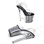 8-Inch Clear Platform Sandals - Backstrap High Heel Performance Shoes
