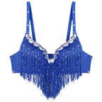 Rhinestone Fringe Tassel Dance Bra Top | Belly Dance & Cabaret | 4 Colours