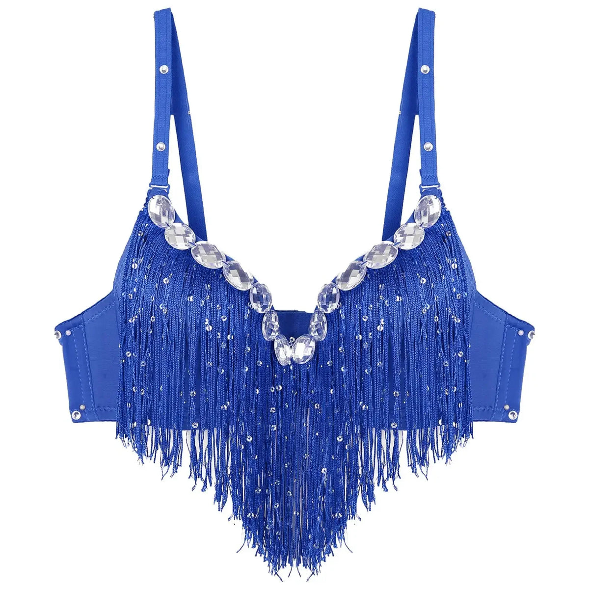 Rhinestone Fringe Tassel Dance Bra Top | Belly Dance & Cabaret | 4 Colours