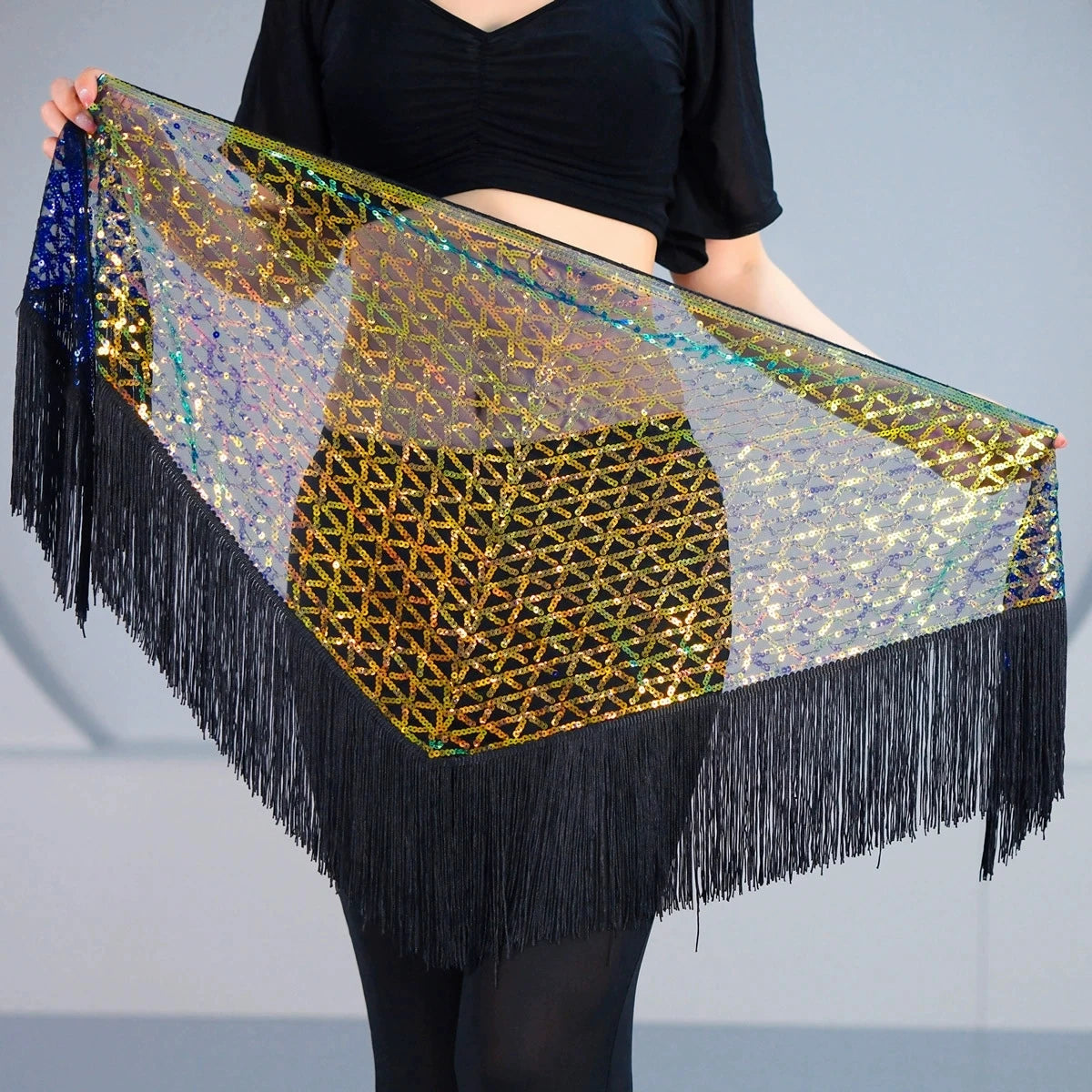 Sequin Triangle Hip Scarf | Fringe Belt | 8 Colors