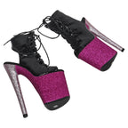 8-Inch Glitter Ankle Boots - Lace-Up Dance Boots
