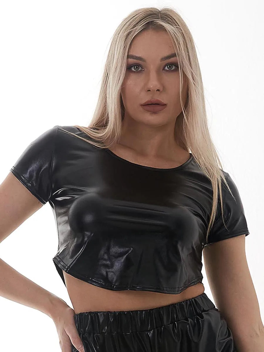 Holographic Metallic Crop Top | Short Sleeve | 8 Colors