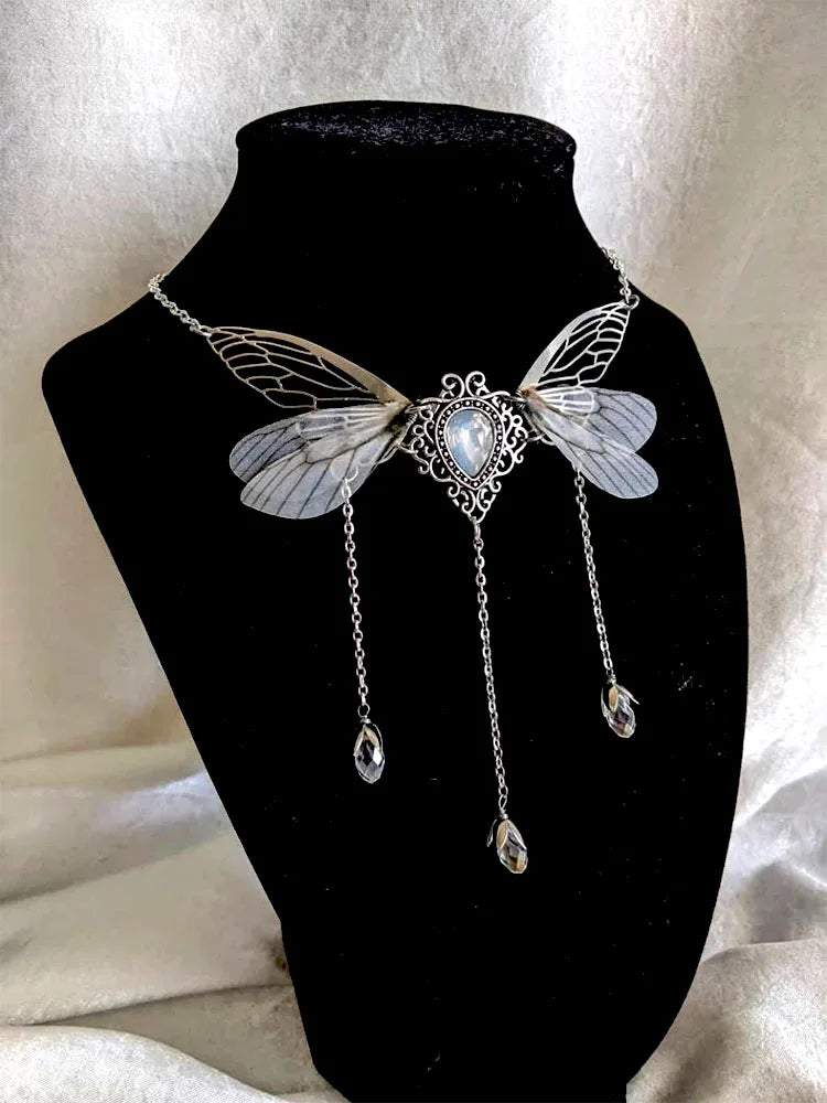 Fairy Wing Crystal Necklace | Faerie Charm | 7 Colors