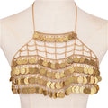 Metal Coin Tassel Bra Chain - Bohemian Body Harness Crop Top