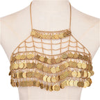 Metal Coin Tassel Bra Chain - Bohemian Body Harness Crop Top