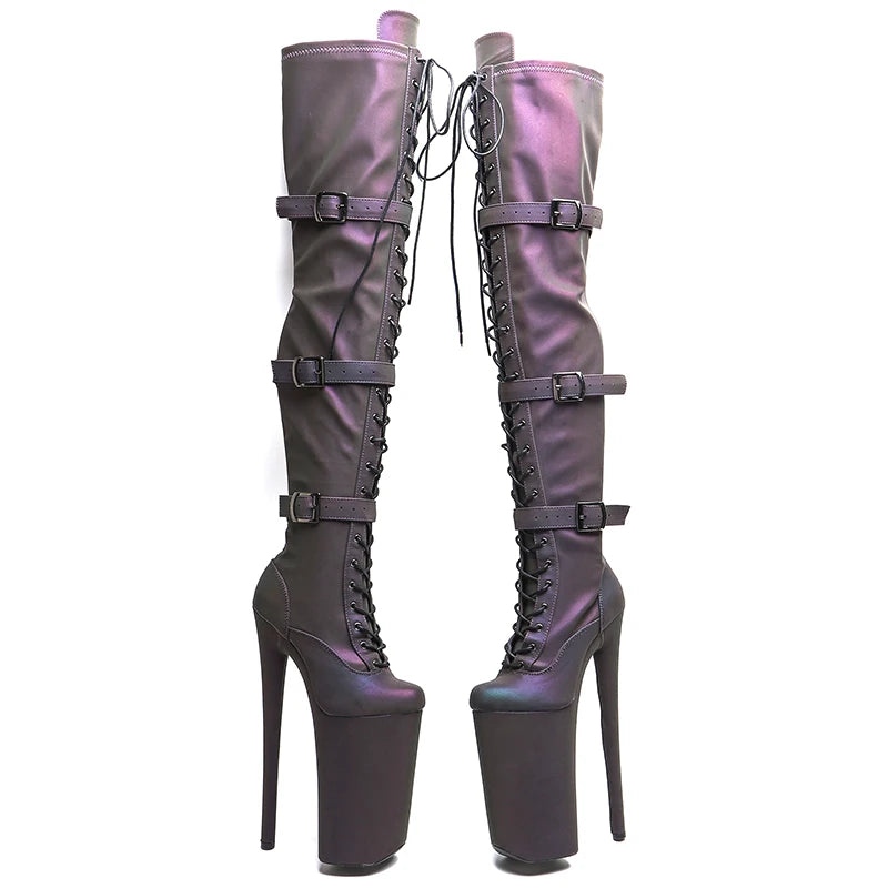 10-Inch Holographic Thigh-High Boots