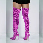 Metallic Over-the-Knee Stiletto Boots | Drag & Stage