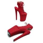 Glitter Platform Open-Toe Ankle Boots - 9 Inch Pole Dance Heels