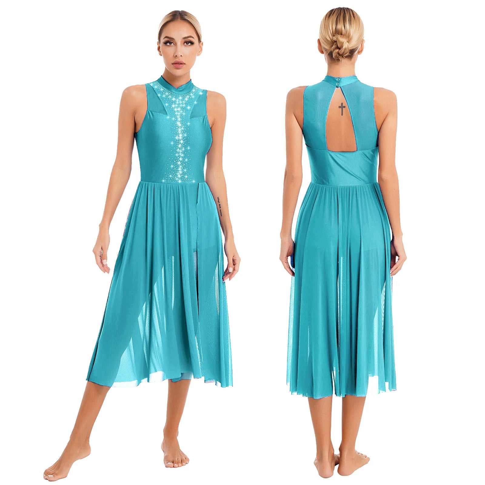 Rhinestone Lyrical Dress | Keyhole Back | Figure Skating