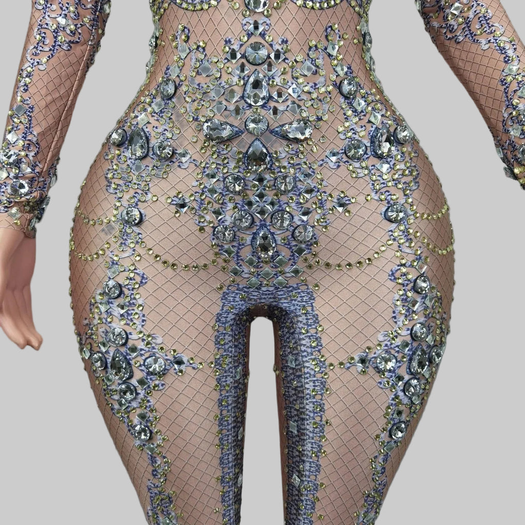 Rhinestone Print Jumpsuit - Luxury Performance Wear