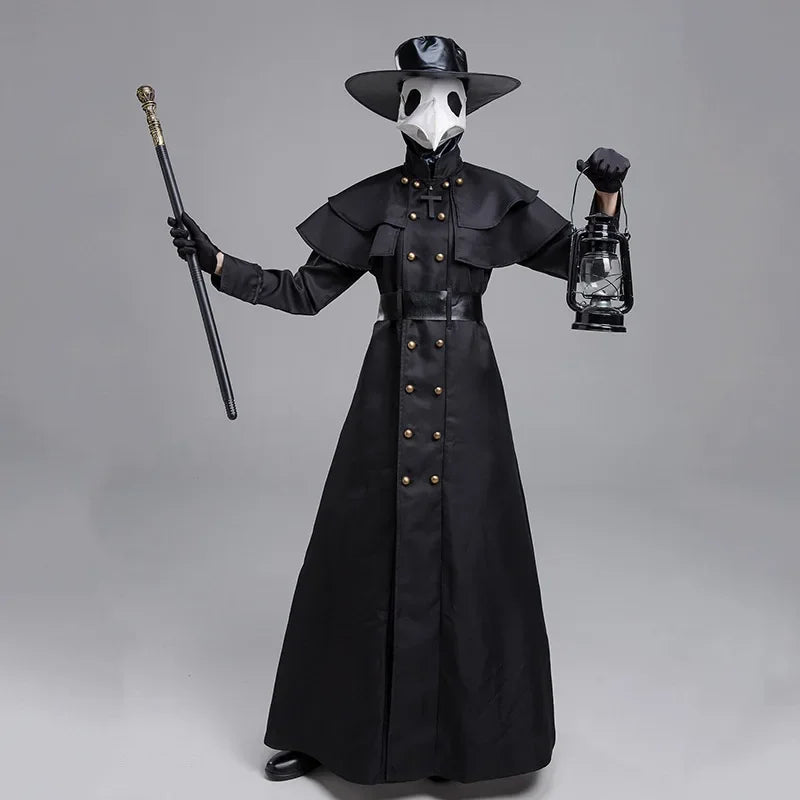 Plague Doctor Hooded Robe Costume | Medieval Cloak | S–5XL