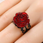Rose Ring | Red Bloom & Black Vines