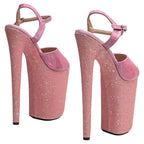 Holographic Platform Ankle Strap Heels - 9 Inch Glitter Pole Dance Sandals