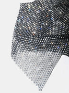 Glitter Rhinestone Fishnet Crop Top - Mesh V-Neck Festival Tank