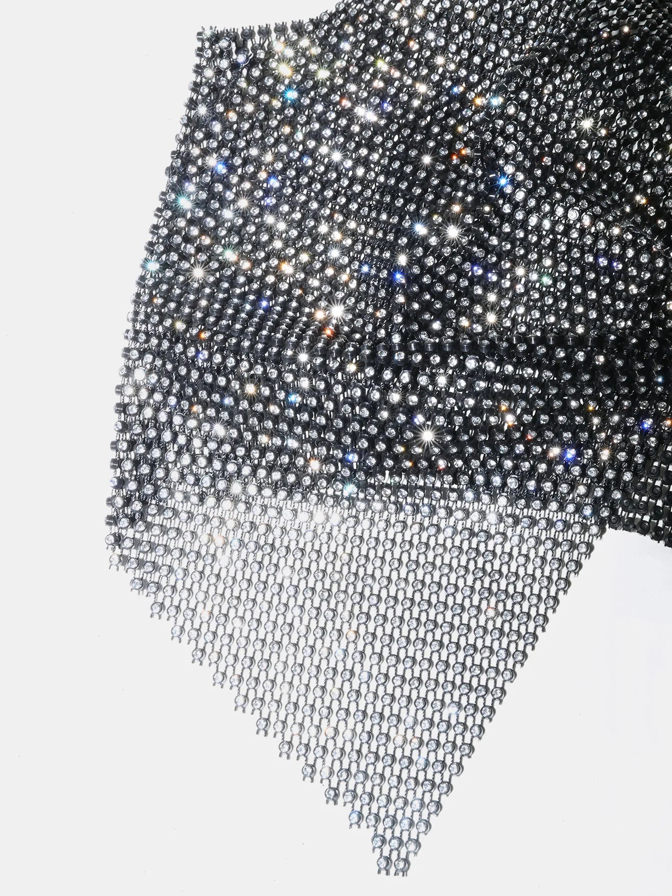 Glitter Rhinestone Fishnet Crop Top - Mesh V-Neck Festival Tank