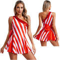 Candy Cane Dress | One-Shoulder Stripes