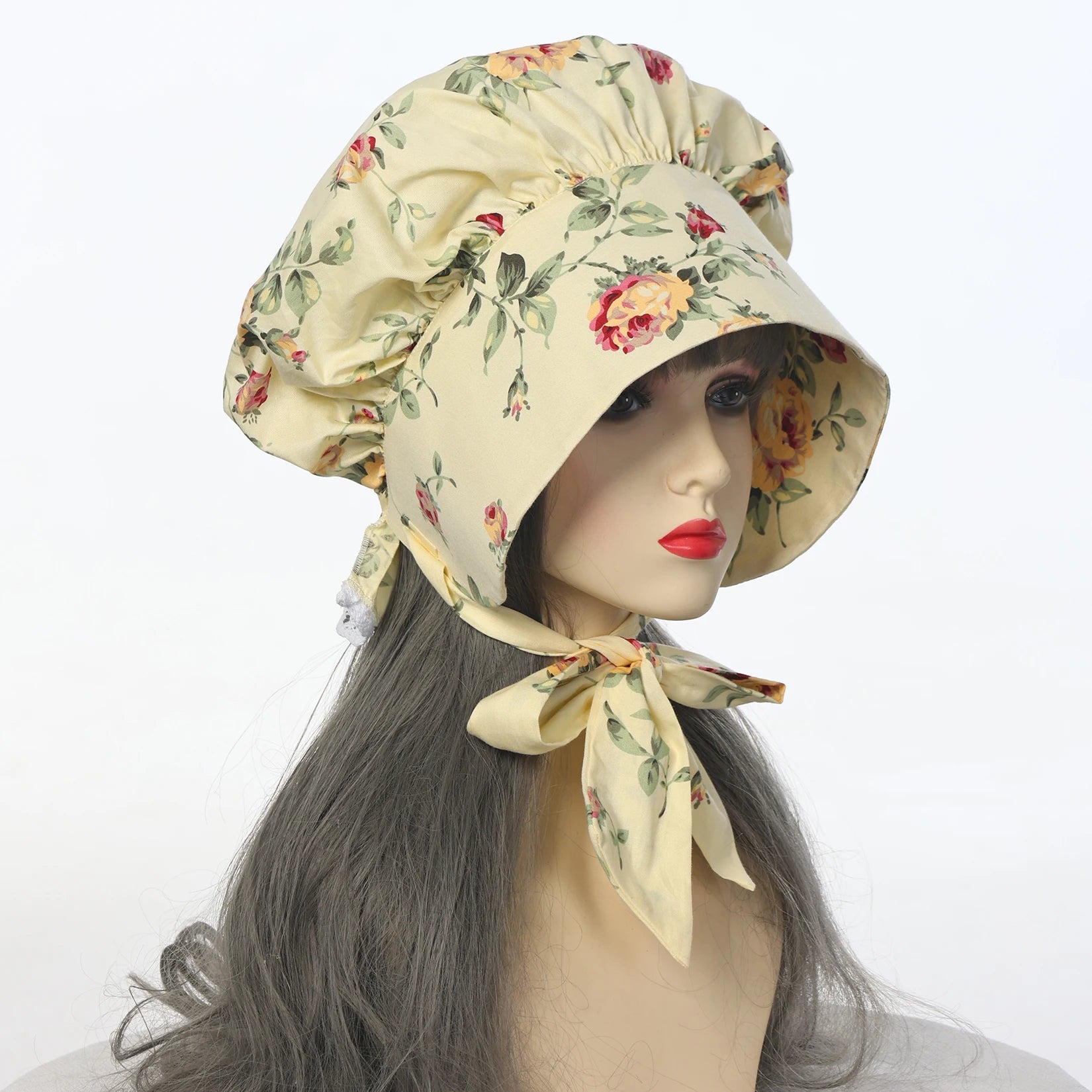 Colonial Bonnet Hat | Floral Cotton | One Size