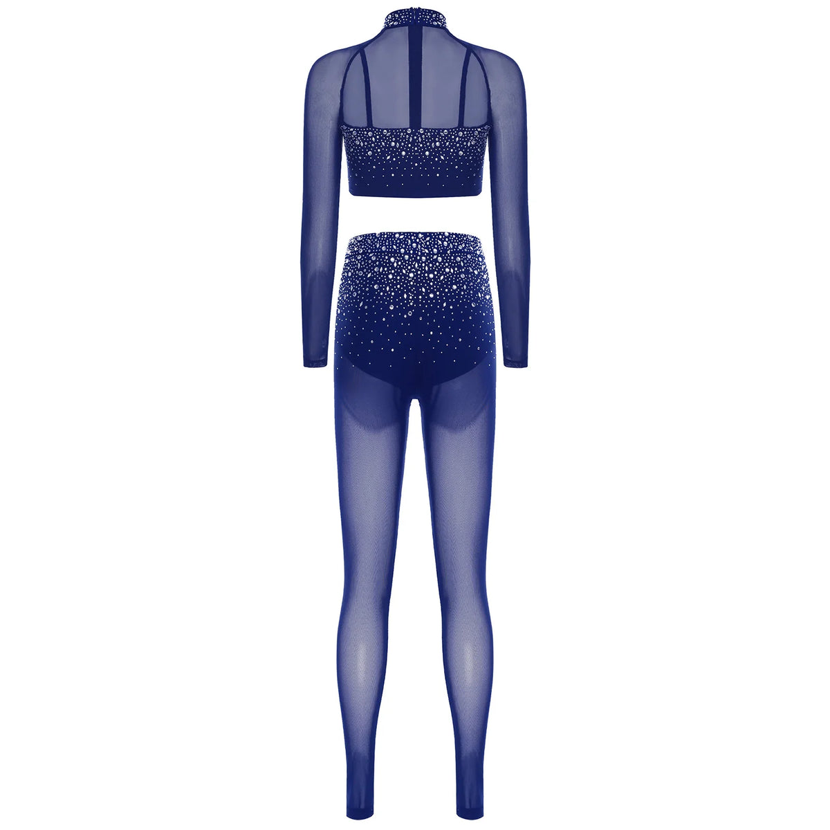 Dance Set | Rhinestone Crop Top & Leggings | Long Sleeve