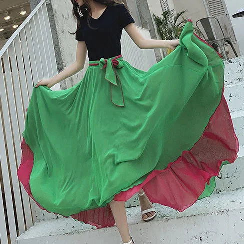 Gradient Color-Block Flamenco Skirt | Big Swing | XS-XL