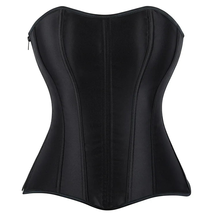 Rhinestone Overbust Corset | Boned Bustier | Black & White