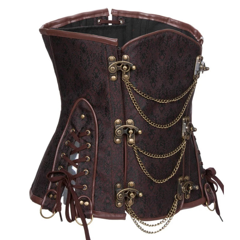 Steampunk Underbust Corset | Steel-Boned | Black & Brown