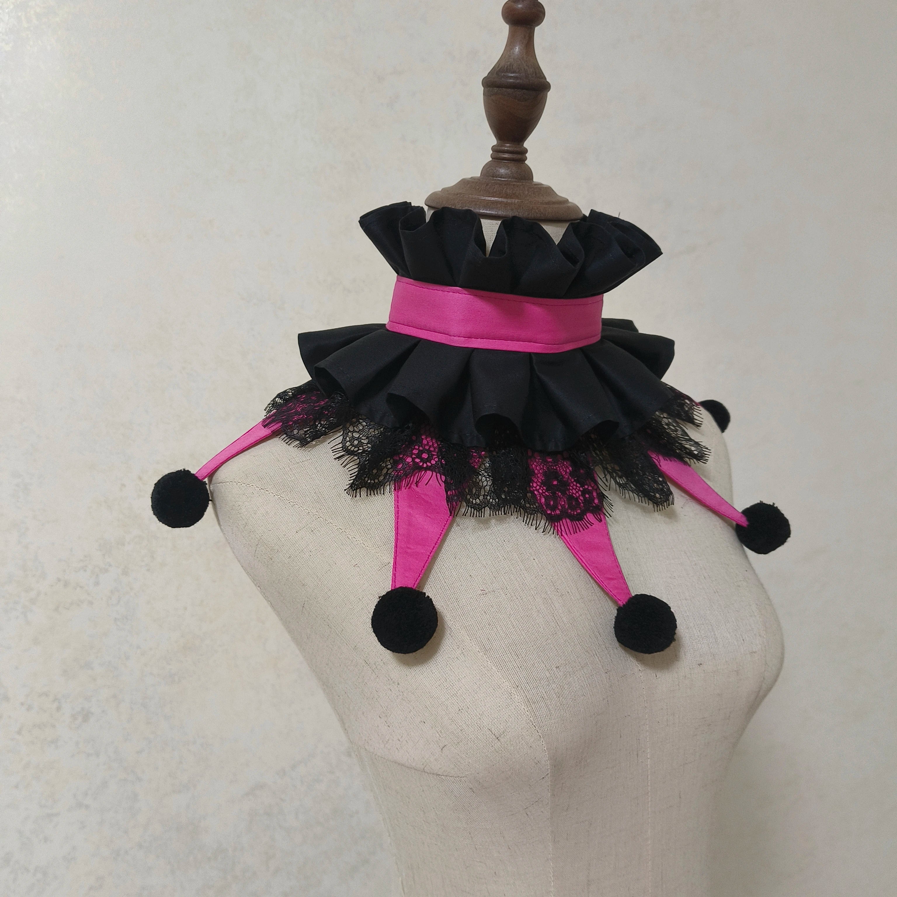 Jester Clown Ruff Collar | Pom-Pom & Star Tips | 12 Colors