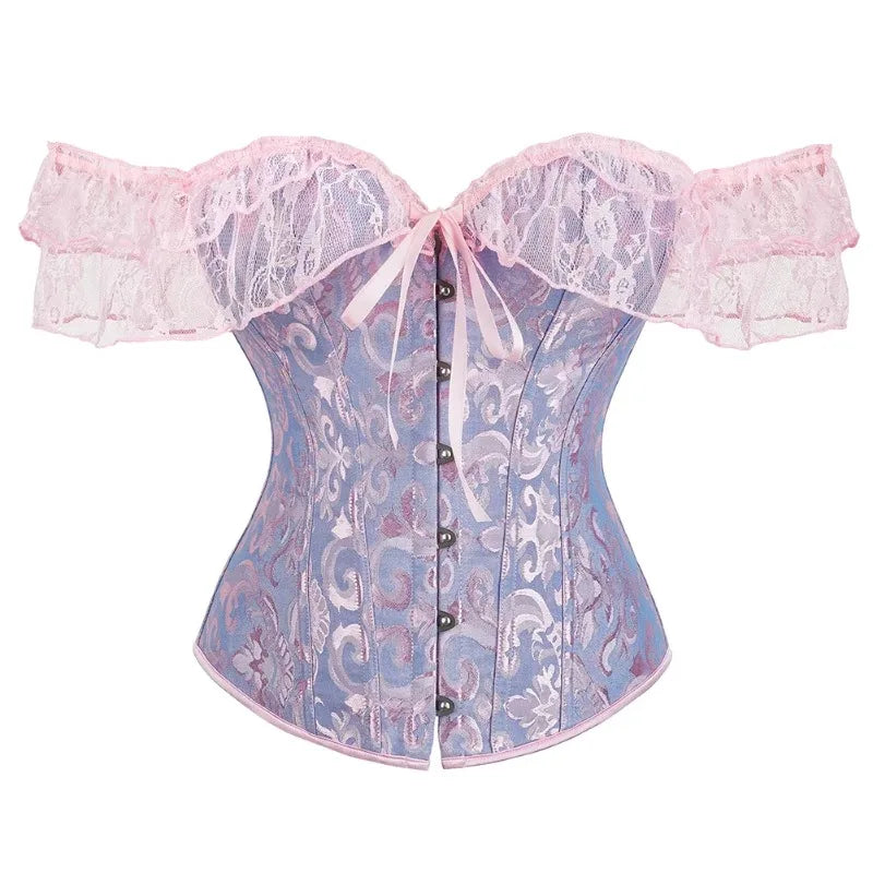 Overbust Corset | Ruffled Off-Shoulder | Victorian Gothic