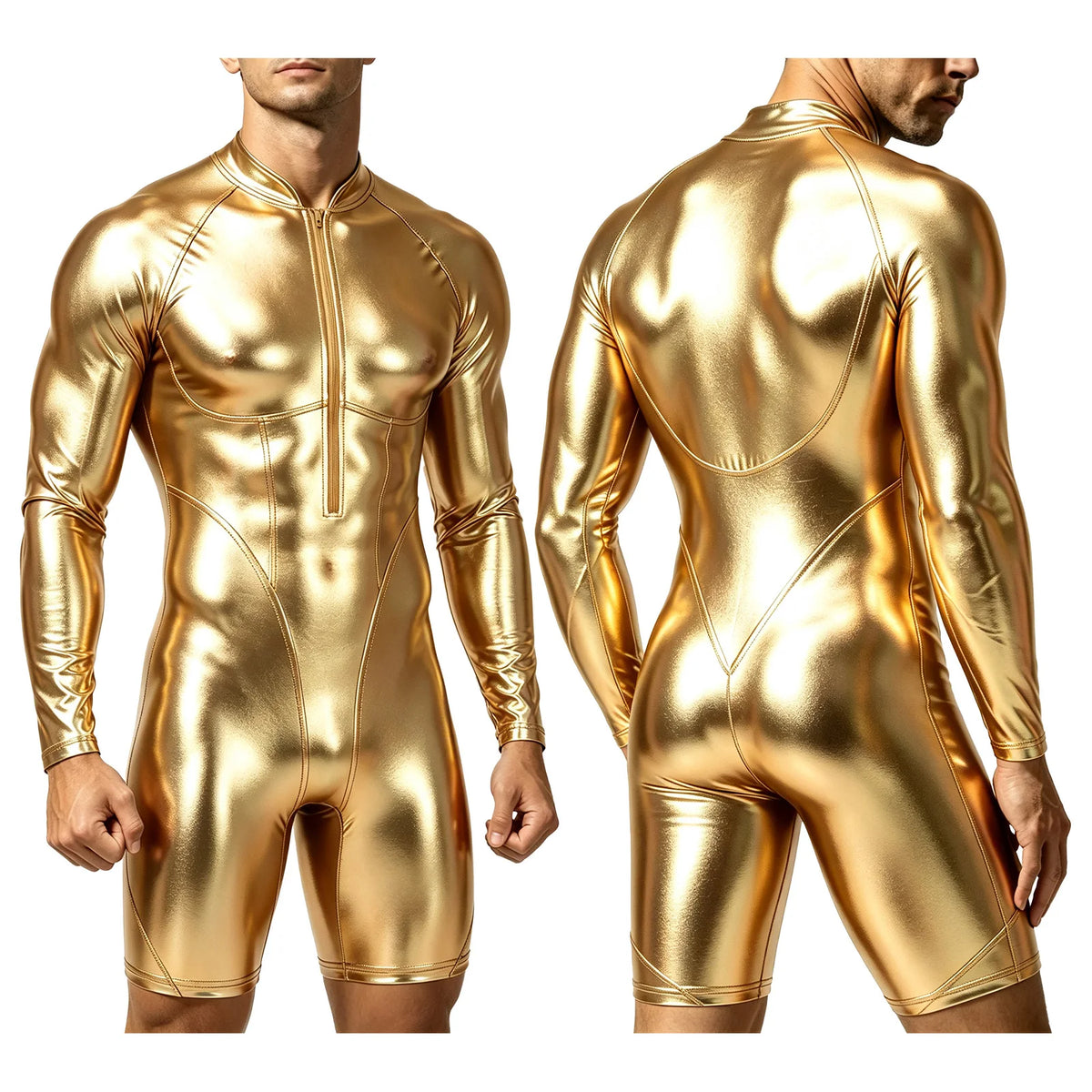 Men’s Metallic Bodysuit | Long Sleeves
