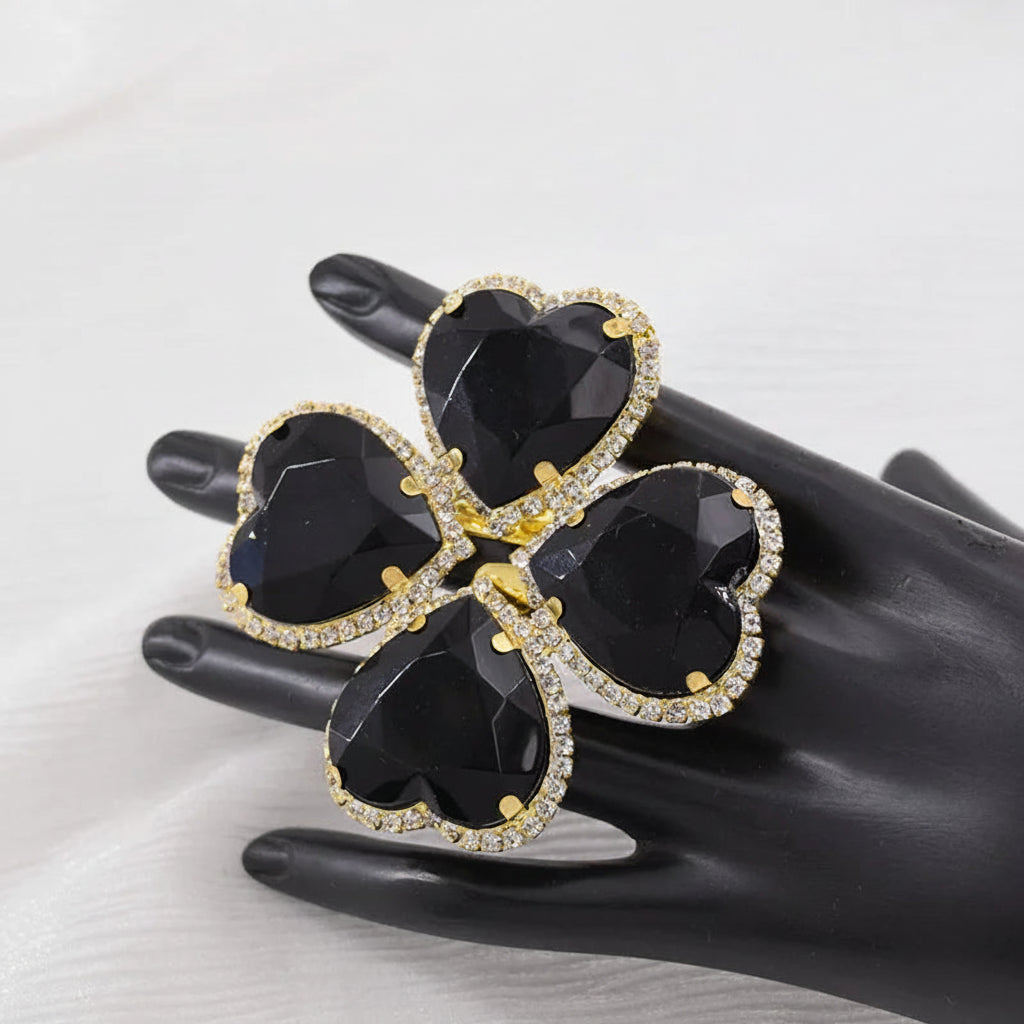 Crystal Clover Statement Ring | Adjustable