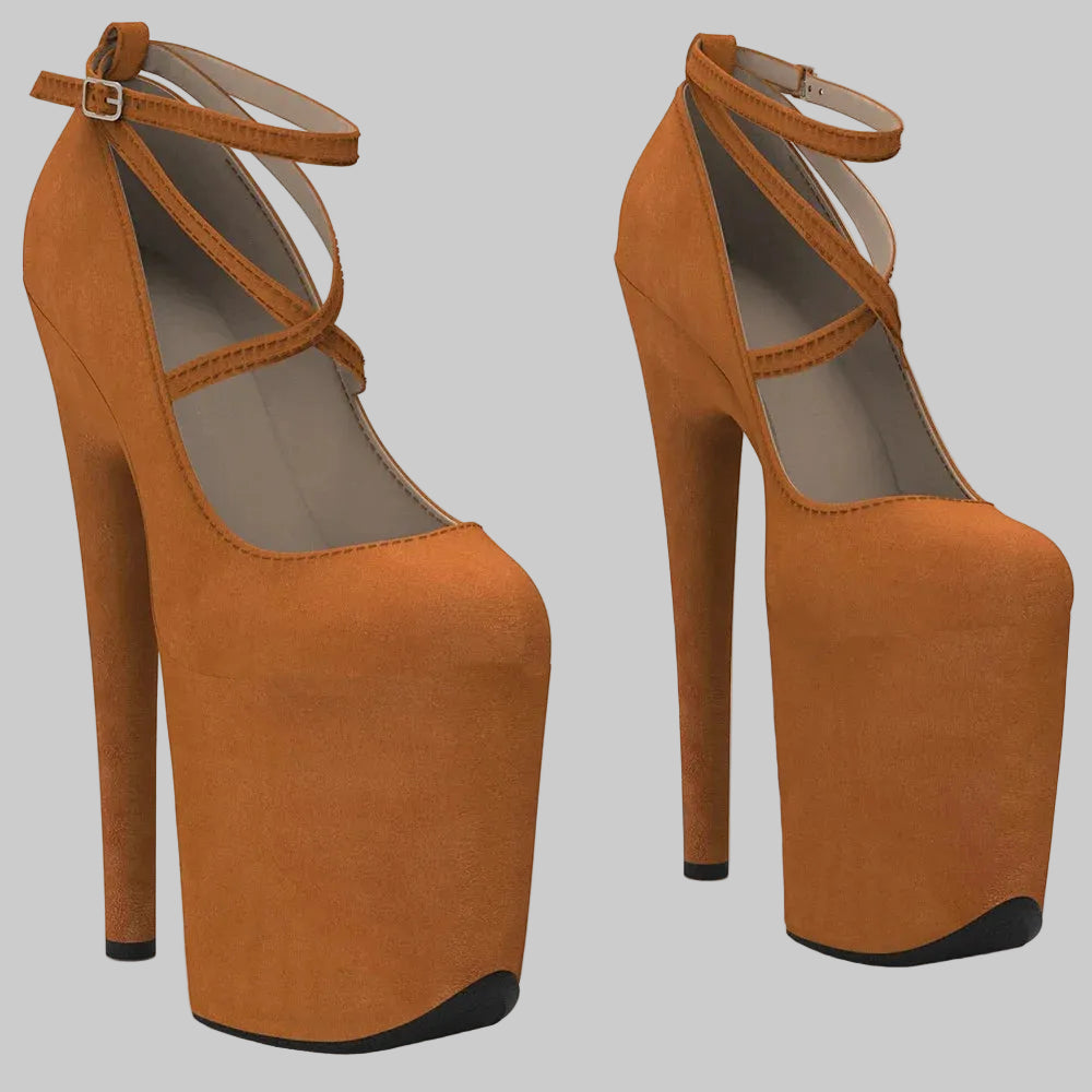 8-Inch Suede Platform Heels - Professional Pole Dance Shoes