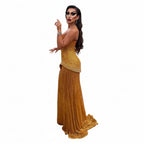 Beaded Two-Piece Gown with Scarf | Strapless Sequin | 4 Colors