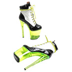 8-Inch Patent Black & White Ankle Boots