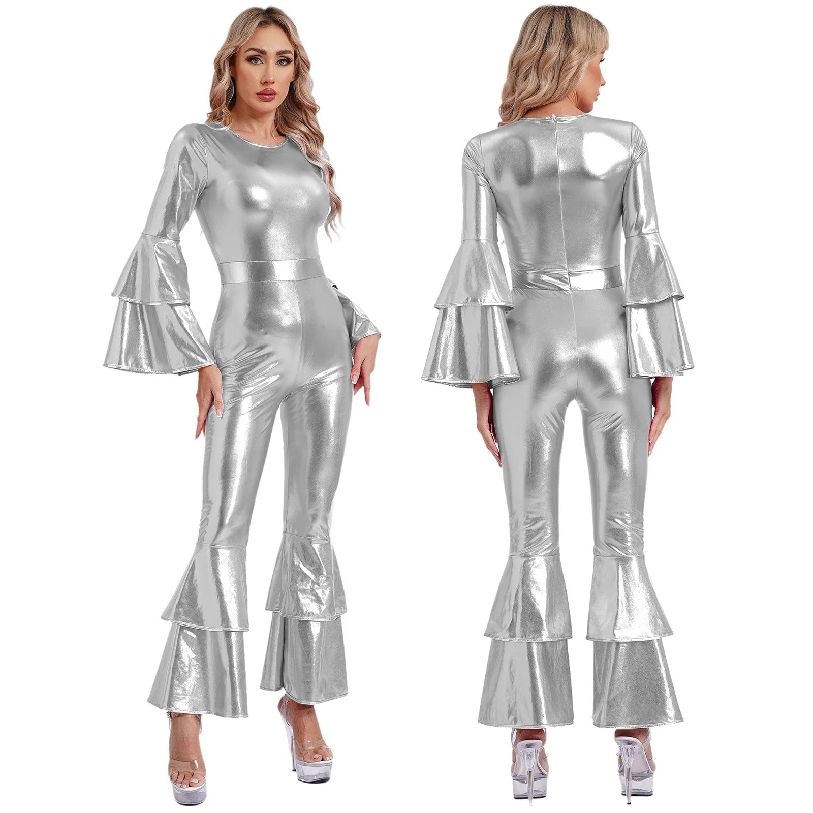 Metallic Flare Jumpsuit | 70s Disco | Bell Bottom