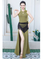 Belly Dance Modal Dress | Sleeveless Backless Maxi