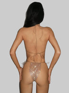Rhinestone Shell Mesh Bikini Set
