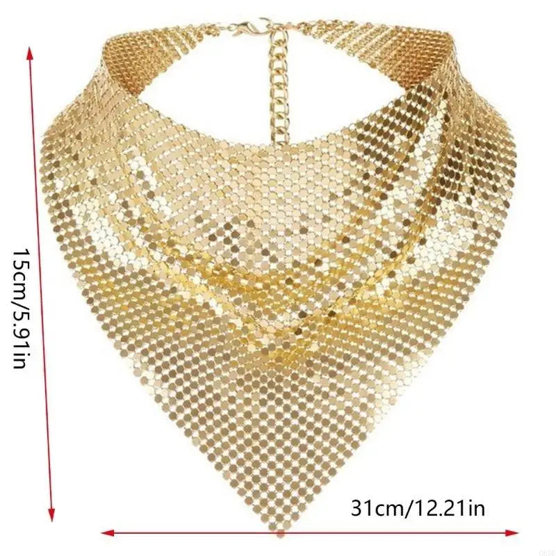 Edgy Metal Punk Bandana Neck Scarf - Chainmail Style Festival & Nightlife Accessory