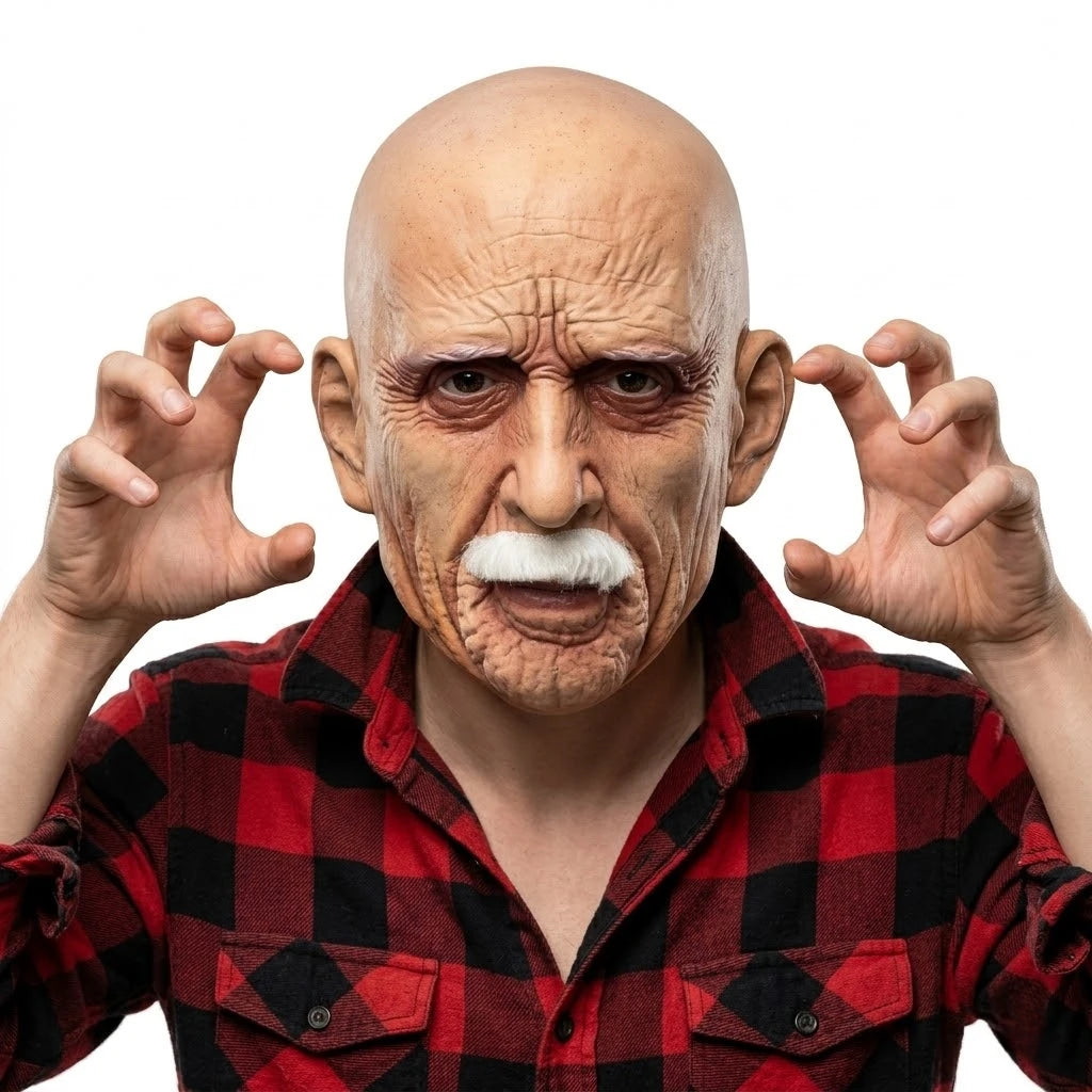 Elderly Character Mask | White Moustache